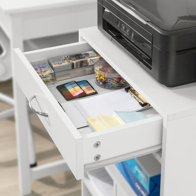 Sobuy FBT106-W, Home Office File Cabinet Printer Stand Storage Cabinet Side Cabinet on Wheels, White