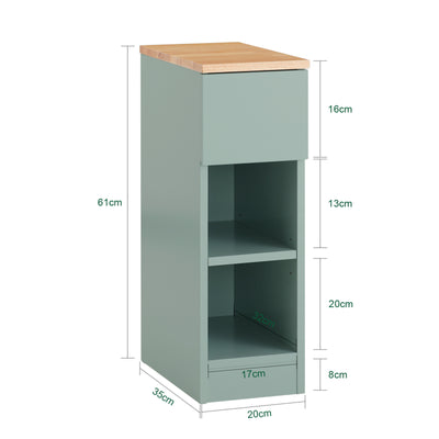 SoBuy FBT111-GR dimensions diagram – W20×D35×H61cm slim bedside table size guide