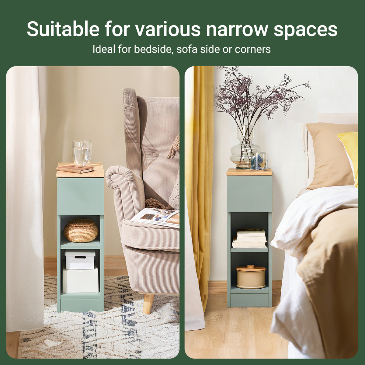 SoBuy FBT111-GR multi-room side table – bedroom living room hallway versatile green nightstand