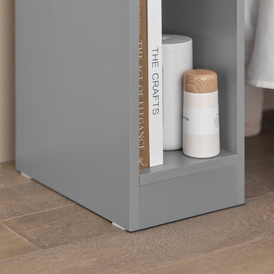 SoBuy FBT111-HG, Slim Bedside Table Bedside Cabinet Narrow Side Table Nightstand with Drawer and Shelf for Bedroom Living Room Grey W20 x D35 x H60cm