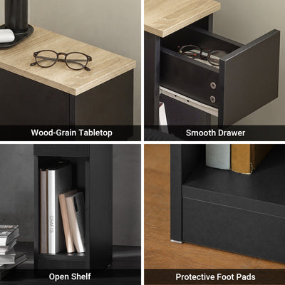 SoBuy FBT111-SCH black bedside cabinet assembly detail – easy self-assembly nightstand