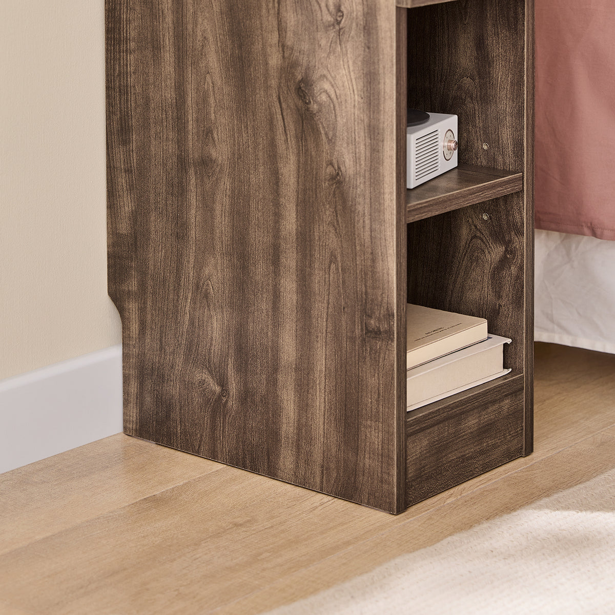 SoBuy FBT111-SN Slim Bedside Table Bedside Cabinet Narrow Side Table Nightstand with Drawer and 2 Shelves for Bedroom Living Room Brown W20 x D35 x H60cm
