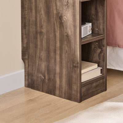 SoBuy FBT111-SN Slim Bedside Table Bedside Cabinet Narrow Side Table Nightstand with Drawer and 2 Shelves for Bedroom Living Room Brown W20 x D35 x H60cm
