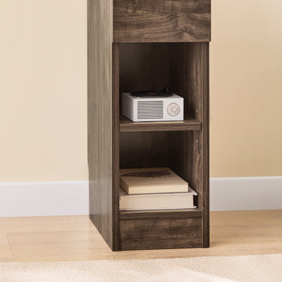 SoBuy FBT111-SN Slim Bedside Table Bedside Cabinet Narrow Side Table Nightstand with Drawer and 2 Shelves for Bedroom Living Room Brown W20 x D35 x H60cm