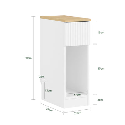 SoBuy FBT111-W Slim Bedside Table Bedside Cabinet Narrow Side Table Nightstand with Drawer and Shelf for Bedroom Living Room Brown W20 x D35 x H60cm