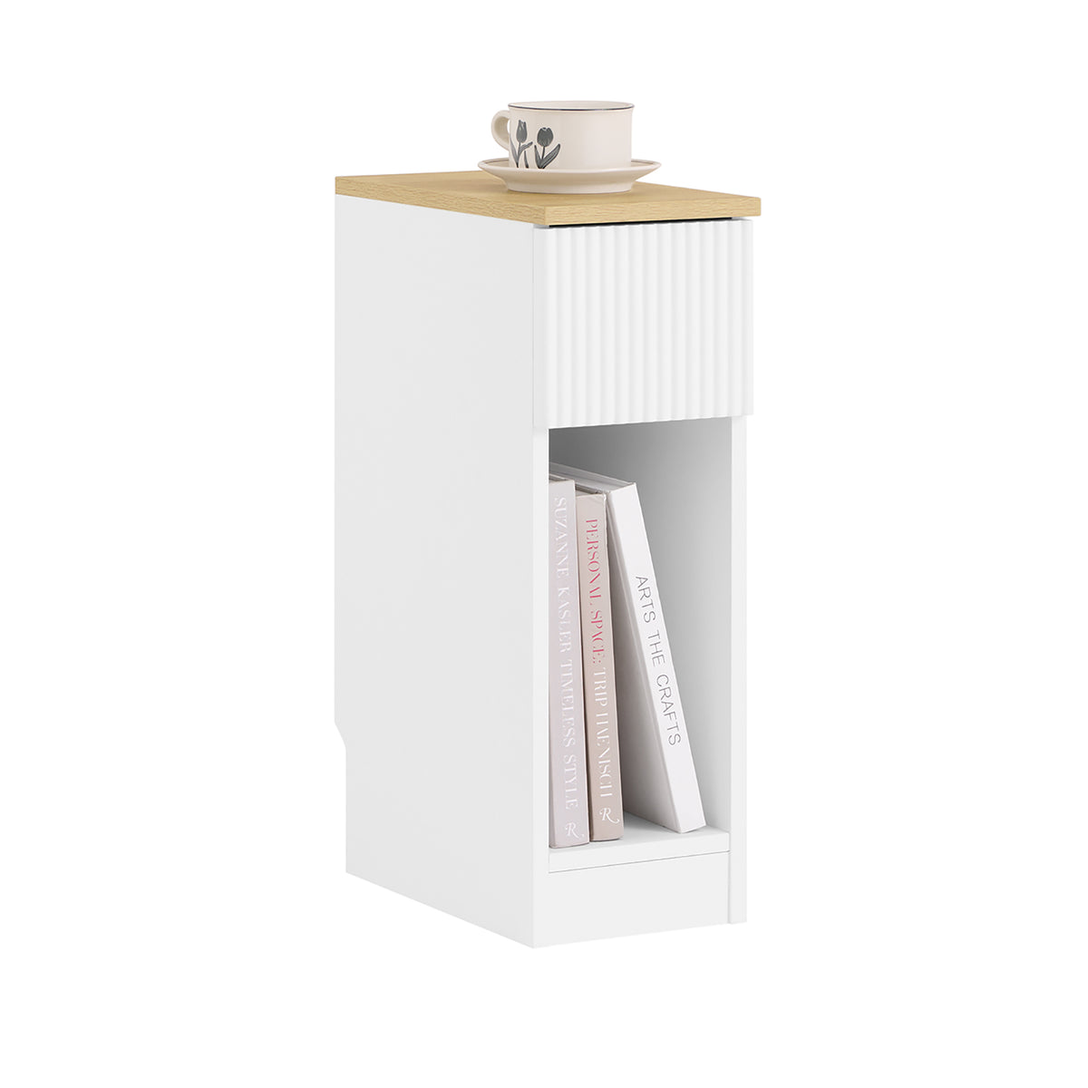 SoBuy FBT111-W Slim Bedside Table Bedside Cabinet Narrow Side Table Nightstand with Drawer and Shelf for Bedroom Living Room Brown W20 x D35 x H60cm