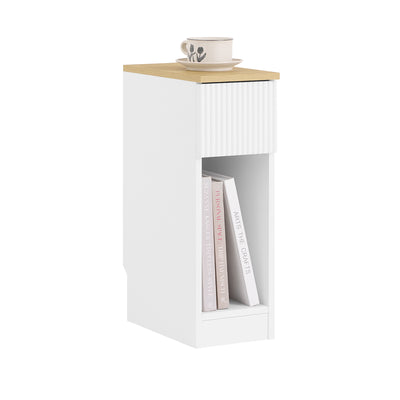 SoBuy FBT111-W Slim Bedside Table Bedside Cabinet Narrow Side Table Nightstand with Drawer and Shelf for Bedroom Living Room Brown W20 x D35 x H60cm