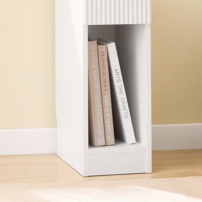 SoBuy FBT111-W Slim Bedside Table Bedside Cabinet Narrow Side Table Nightstand with Drawer and Shelf for Bedroom Living Room Brown W20 x D35 x H60cm