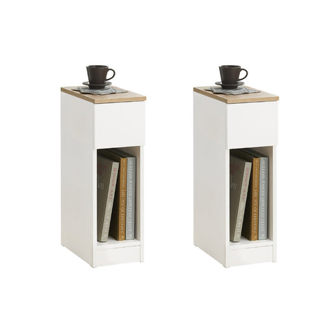 SoBuy FBT111-WNx2, Set of 2 Bedside Table Nightstand Side Table End Table Sofa Table with Drawer