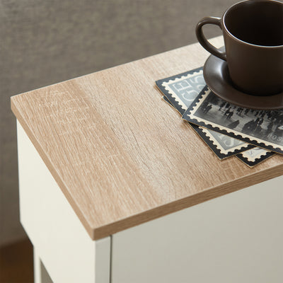 SoBuy FBT111-WNx2 bedside table drawer detail close-up white finish