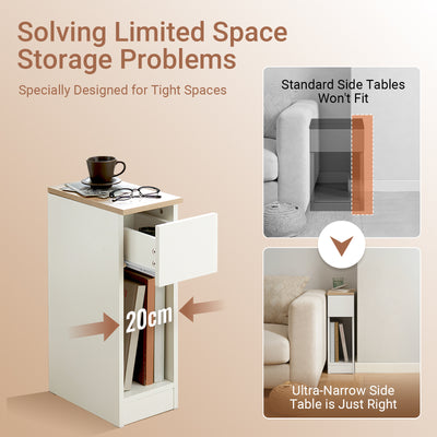 SoBuy FBT111-WN slim bedside cabinet in small bedroom corner space-saving nightstand