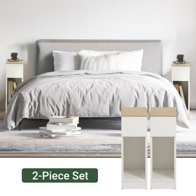 SoBuy FBT111-WNx2 set of 2 slim bedside tables white and natural UK