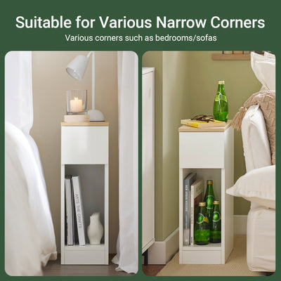 SoBuy FBT111-WNx2 pair of slim bedside cabinets white natural finish