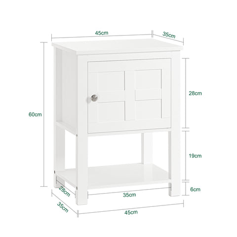 SoBuy FBT113-W, Lamp Table Bedside Table Night Stand with 1 Door and 1 Shelf