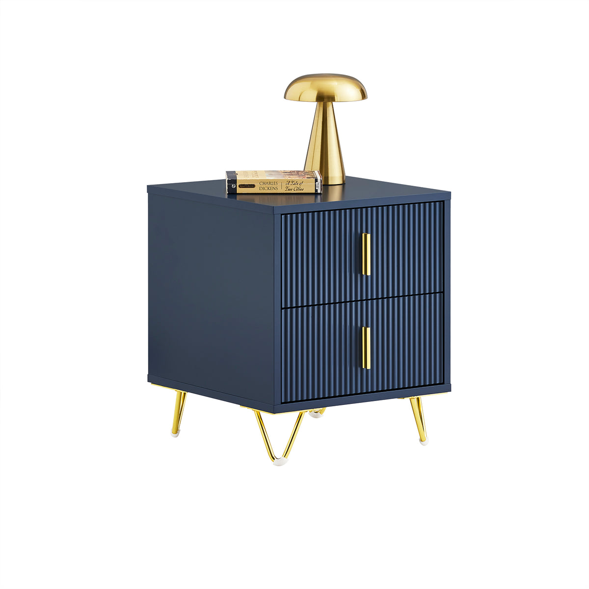 SoBuy FBT115-B, Bedside Table, Bedside Cabinet, Nightstand with 2 Drawers, Side Table for Bedroom Living Room, Blue W40 x D40 x H47cm