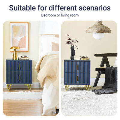 SoBuy FBT115-B, Bedside Table, Bedside Cabinet, Nightstand with 2 Drawers, Side Table for Bedroom Living Room, Blue W40 x D40 x H47cm