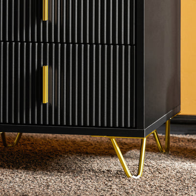 Gold metal legs close-up detail SoBuy FBT115-L-SCH black bedside table