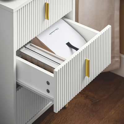 SoBuy FBT115-L-W, Bedside Table Bedside Cabinet Nightstand with 3 Drawers, Side Table for Bedroom Livimg Room White W40 x D40 x H63cm