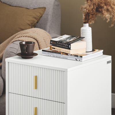 SoBuy FBT115-L-W, Bedside Table Bedside Cabinet Nightstand with 3 Drawers, Side Table for Bedroom Livimg Room White W40 x D40 x H63cm