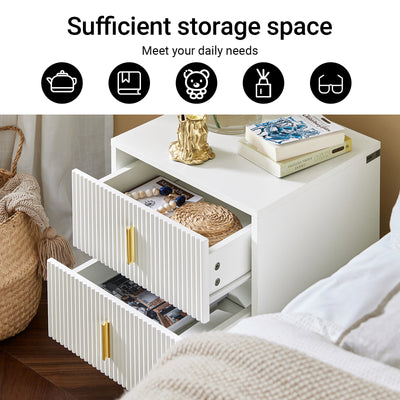 SoBuy FBT115-W, Bedside Table Bedside Cabinet Nightstand with 2 Drawers, Side Table for Bedroom Living Room White W40 x D40 x H47cm