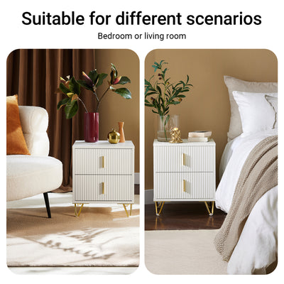 SoBuy FBT115-W, Bedside Table Bedside Cabinet Nightstand with 2 Drawers, Side Table for Bedroom Living Room White W40 x D40 x H47cm