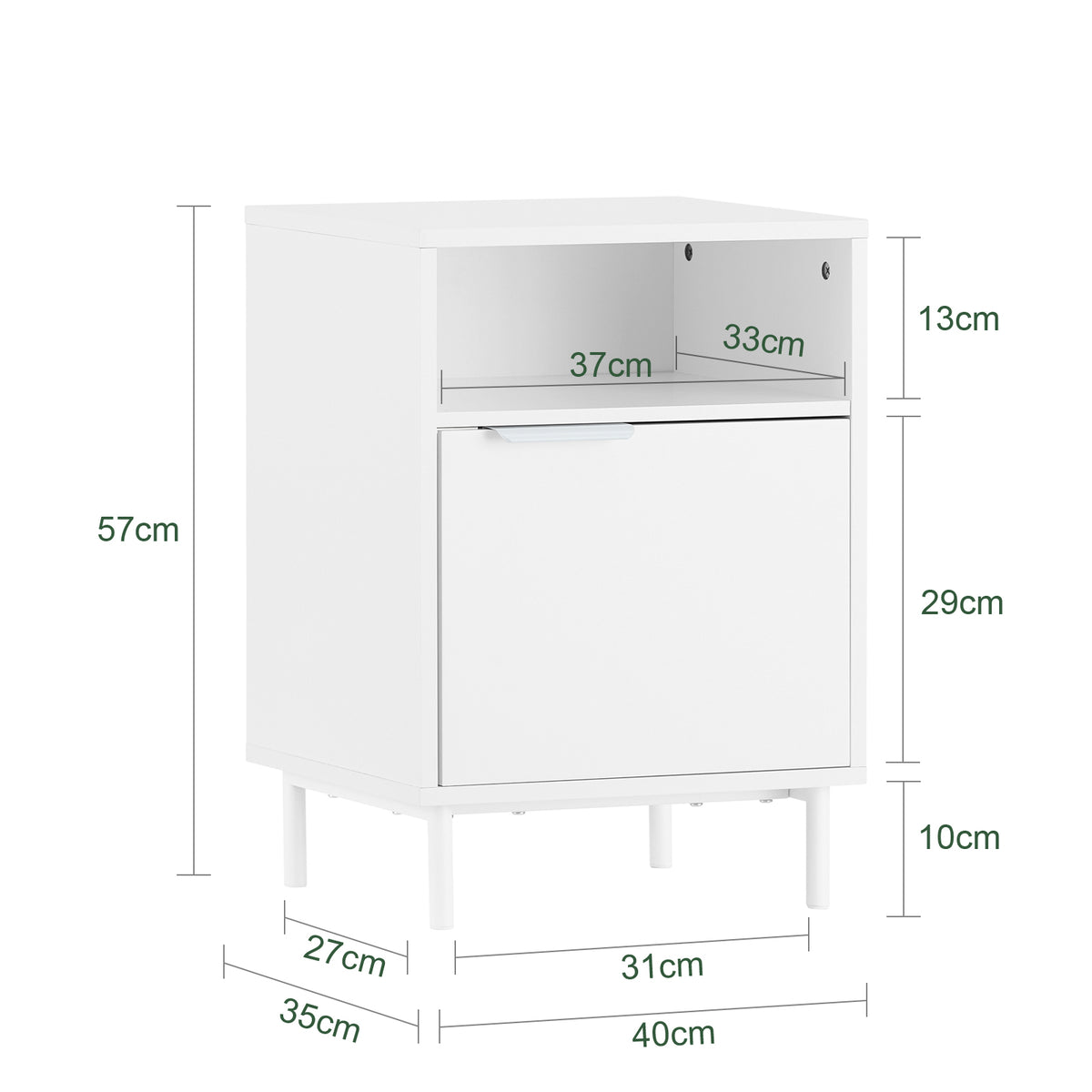 SoBuy FBT124-W, Bedside Table Night Stand Side Table End Table Coffee Table Lamp Table with Door, White