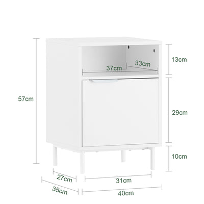 SoBuy FBT124-W, Bedside Table Night Stand Side Table End Table Coffee Table Lamp Table with Door, White