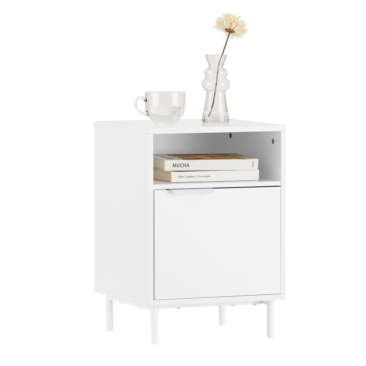 SoBuy FBT124-W, Bedside Table Night Stand Side Table End Table Coffee Table Lamp Table with Door, White