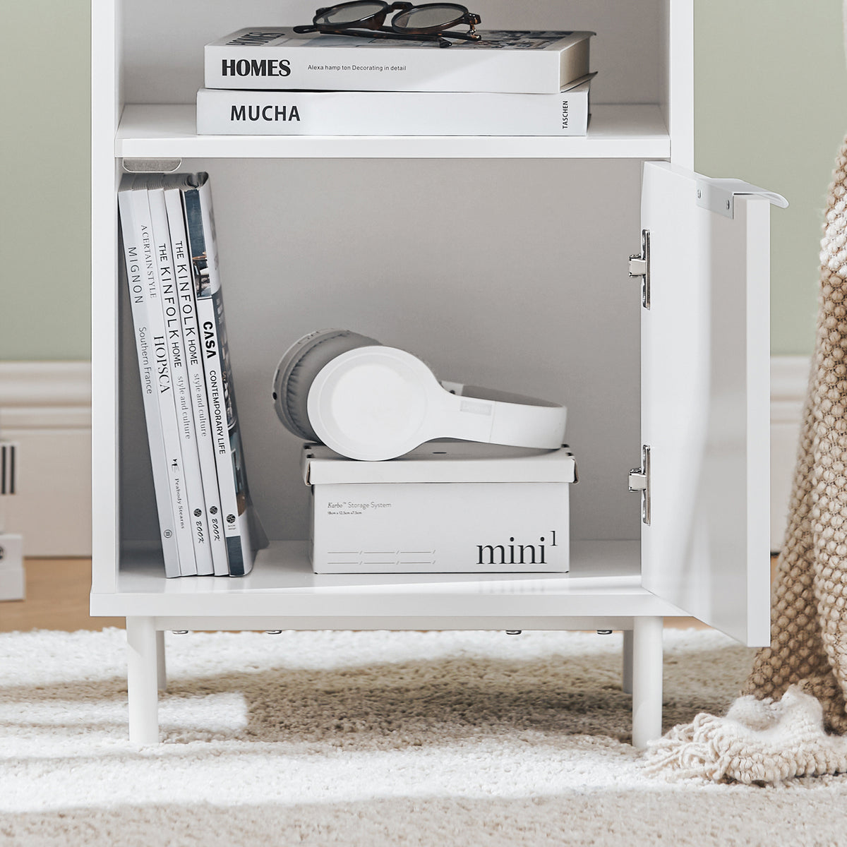 SoBuy FBT124-W, Bedside Table Night Stand Side Table End Table Coffee Table Lamp Table with Door, White