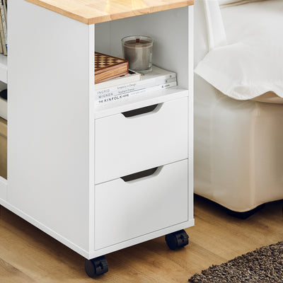 SoBuy FBT130-WN, Home Office File Cabinet Printer Stand Storage Cabinet on Wheels Side Table End Table, White
