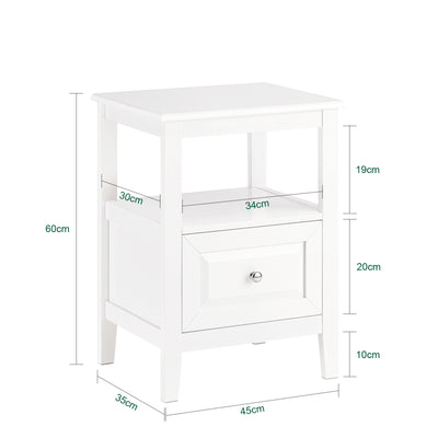 SoBuy FBT131-W, Bedside Table Night Stand Side Table End Table Coffee Table Lamp Table with Drawer, White