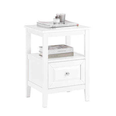 SoBuy FBT131-W, Bedside Table Night Stand Side Table End Table Coffee Table Lamp Table with Drawer, White