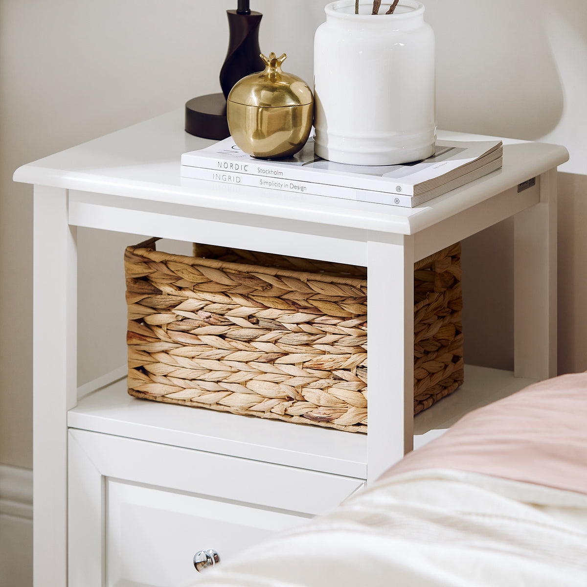 SoBuy FBT131-W, Bedside Table Night Stand Side Table End Table Coffee Table Lamp Table with Drawer, White