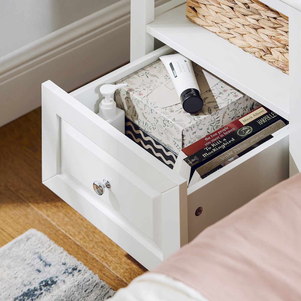 SoBuy FBT131-W, Bedside Table Night Stand Side Table End Table Coffee Table Lamp Table with Drawer, White