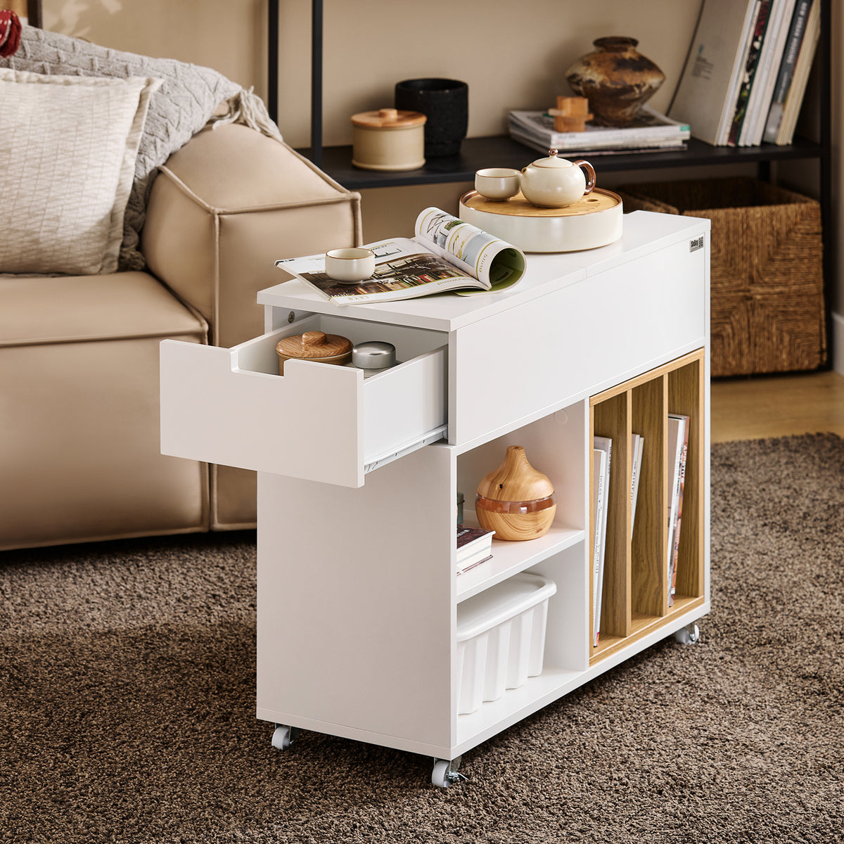 SoBuy FBT134-W, Mobile Storage Cabinet Side Cabinet File Cabinet, White