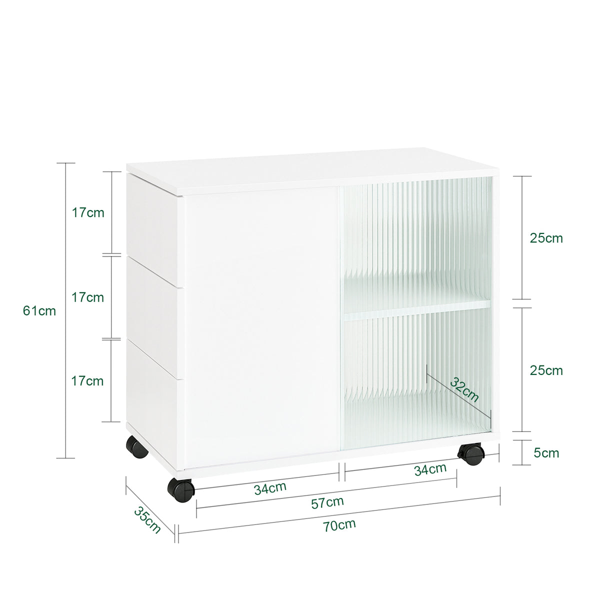 SoBuy FBT141-W, Mobile Storage Cabinet Side Cabinet Sofa Side Table End Table, White
