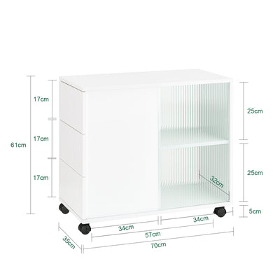 SoBuy FBT141-W, Mobile Storage Cabinet Side Cabinet Sofa Side Table End Table, White