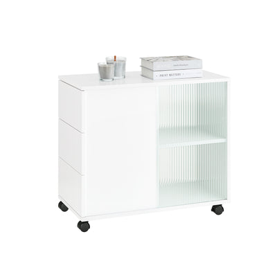 SoBuy FBT141-W, Mobile Storage Cabinet Side Cabinet Sofa Side Table End Table, White
