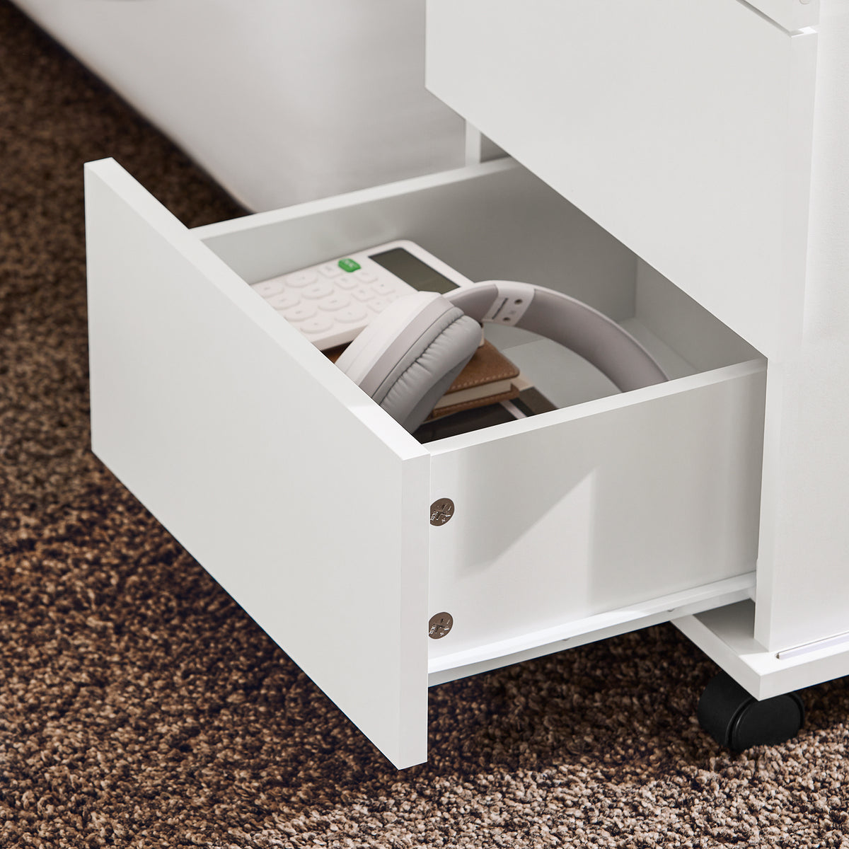 SoBuy FBT141-W, Mobile Storage Cabinet Side Cabinet Sofa Side Table End Table, White