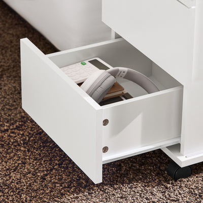 SoBuy FBT141-W, Mobile Storage Cabinet Side Cabinet Sofa Side Table End Table, White