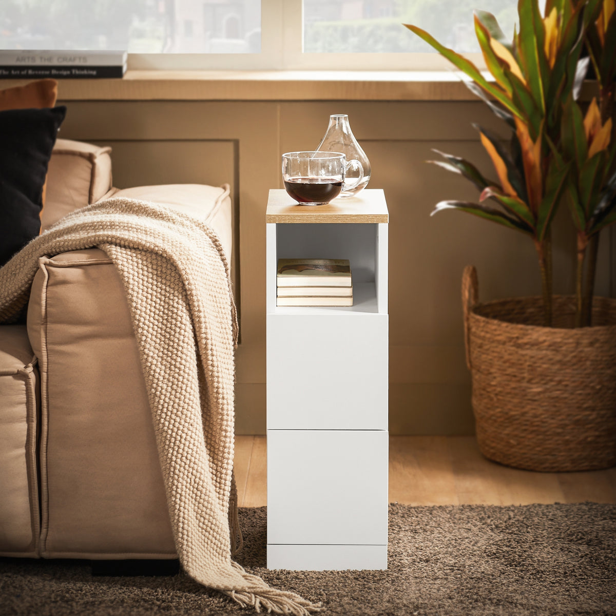 SoBuy FBT149-WN White Nightstand – Space-Saving Design Ideal for Small Bedrooms