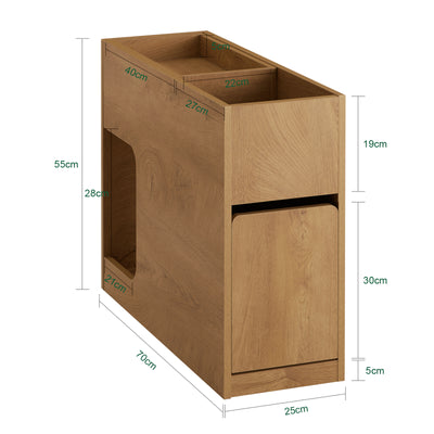 SoBuy FBT158-N Slim Sofa Side Table with Removable Tray & Drawer – 25cm Wide, Living Room & Bedroom End Table, Wood