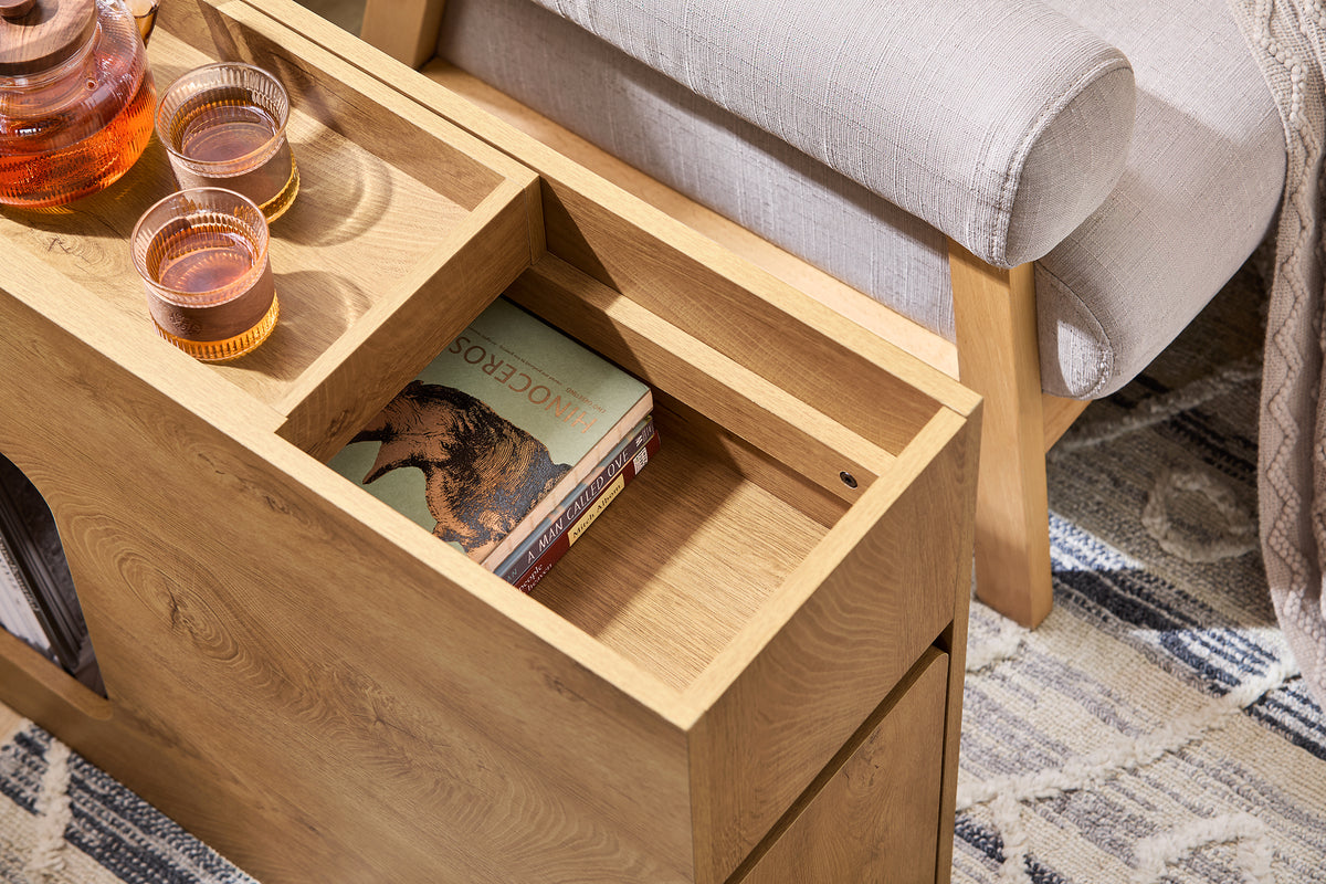 SoBuy FBT158-N Slim Sofa Side Table with Removable Tray & Drawer – 25cm Wide, Living Room & Bedroom End Table, Wood