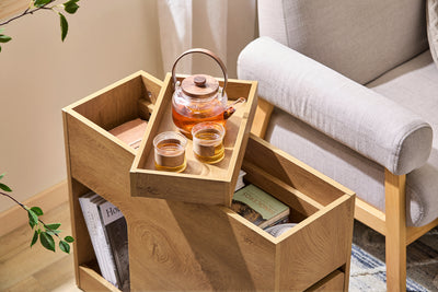 SoBuy FBT158-N Slim Sofa Side Table with Removable Tray & Drawer – 25cm Wide, Living Room & Bedroom End Table, Wood