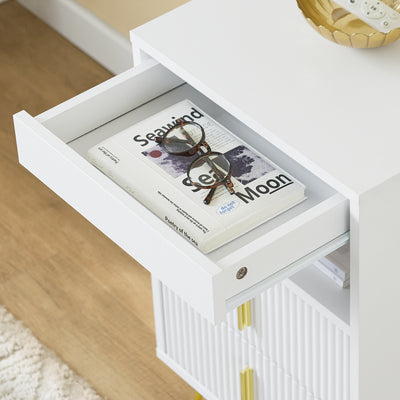 SoBuy FBT168-W, Bedside Table, Bedside Cabinet, Nightstand with 3 Drawers and Shelf, Side Table for Bedroom Living Room, White W40 x D40 x H63cm