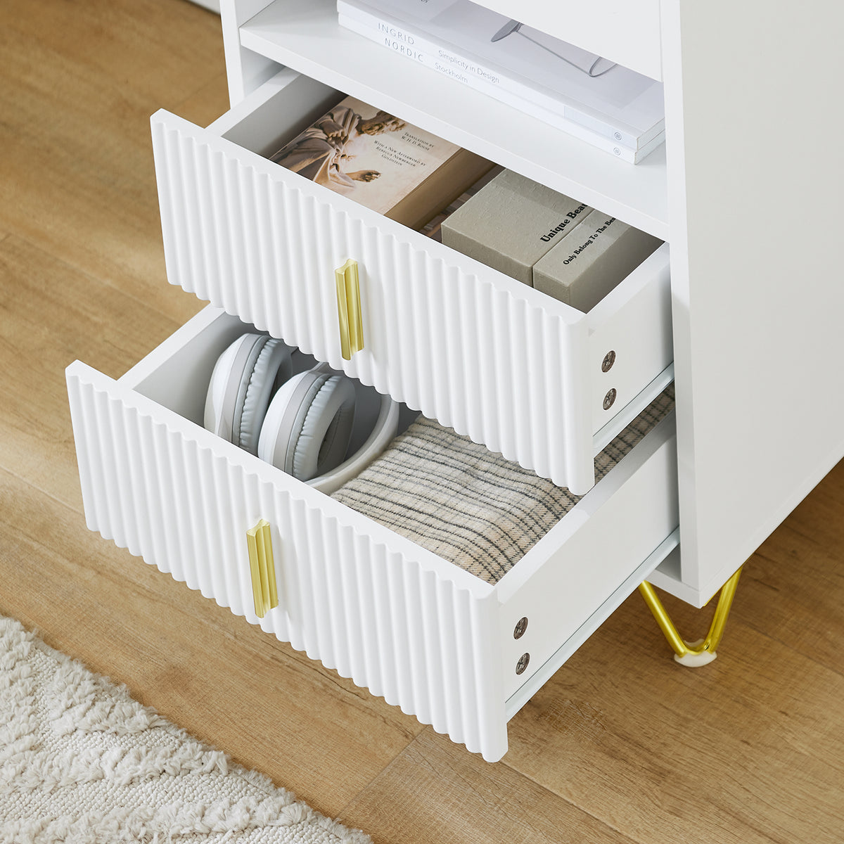 SoBuy FBT168-W, Bedside Table, Bedside Cabinet, Nightstand with 3 Drawers and Shelf, Side Table for Bedroom Living Room, White W40 x D40 x H63cm