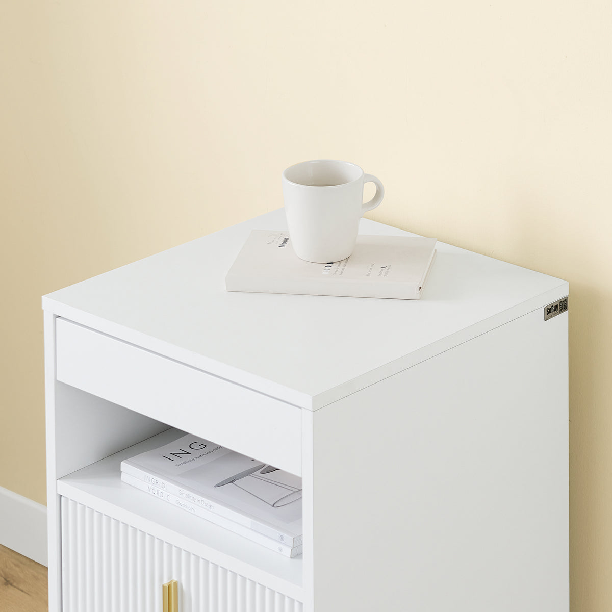 SoBuy FBT168-W, Bedside Table, Bedside Cabinet, Nightstand with 3 Drawers and Shelf, Side Table for Bedroom Living Room, White W40 x D40 x H63cm
