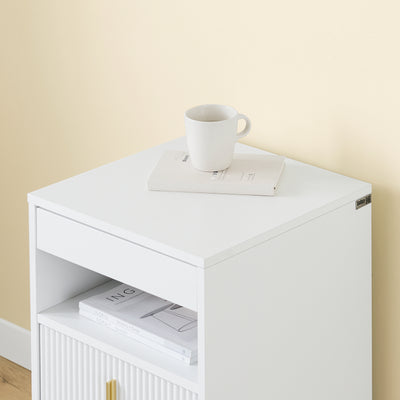 SoBuy FBT168-W, Bedside Table, Bedside Cabinet, Nightstand with 3 Drawers and Shelf, Side Table for Bedroom Living Room, White W40 x D40 x H63cm