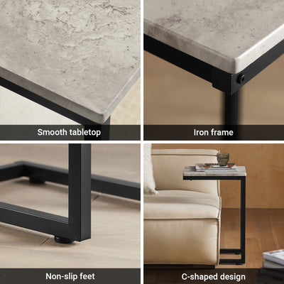 SoBuy FBT44-HG Side Table, Modern Coffee Table/Sofa Table/Telephone Table/Lamp Table for Living Room, 40x30x60 cm Black & Gray