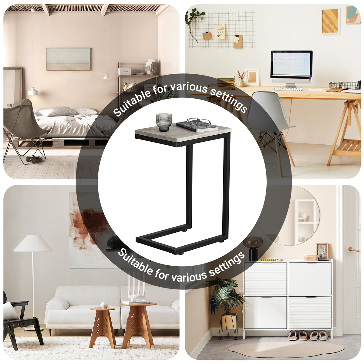 SoBuy FBT44-HG Side Table, Modern Coffee Table/Sofa Table/Telephone Table/Lamp Table for Living Room, 40x30x60 cm Black & Gray